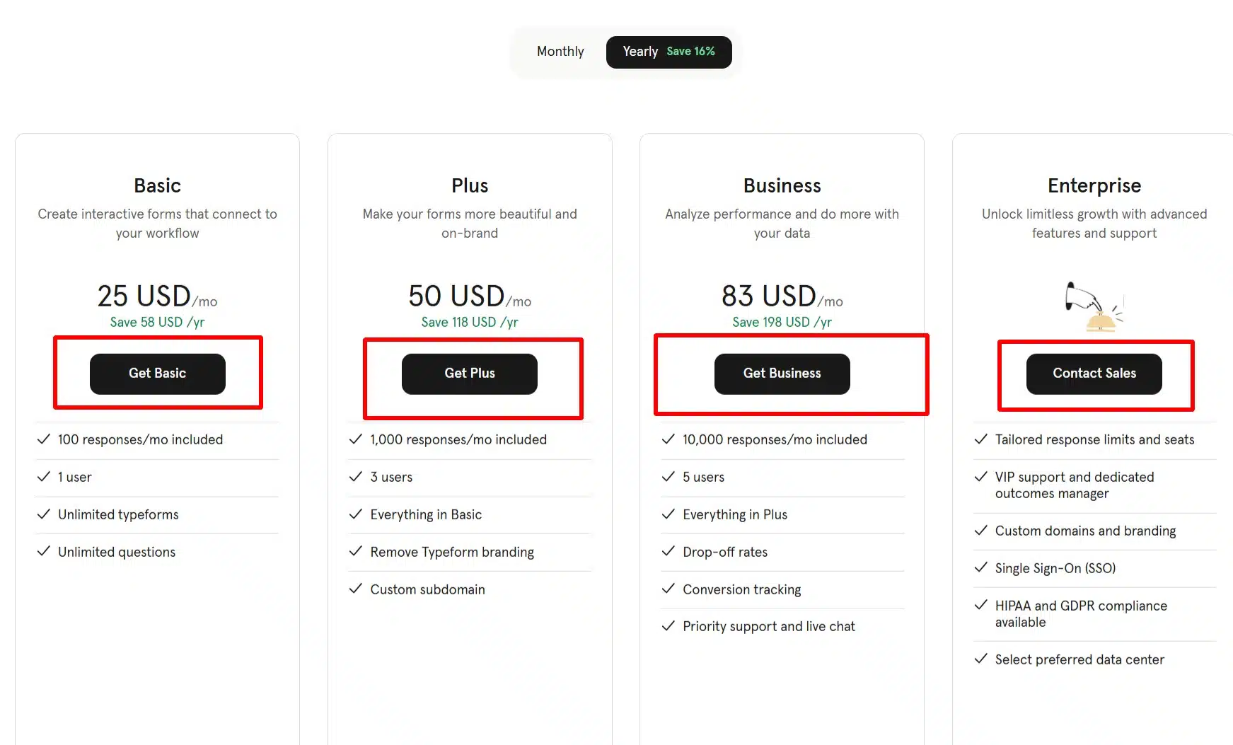 Typeform-Plans-Pricing